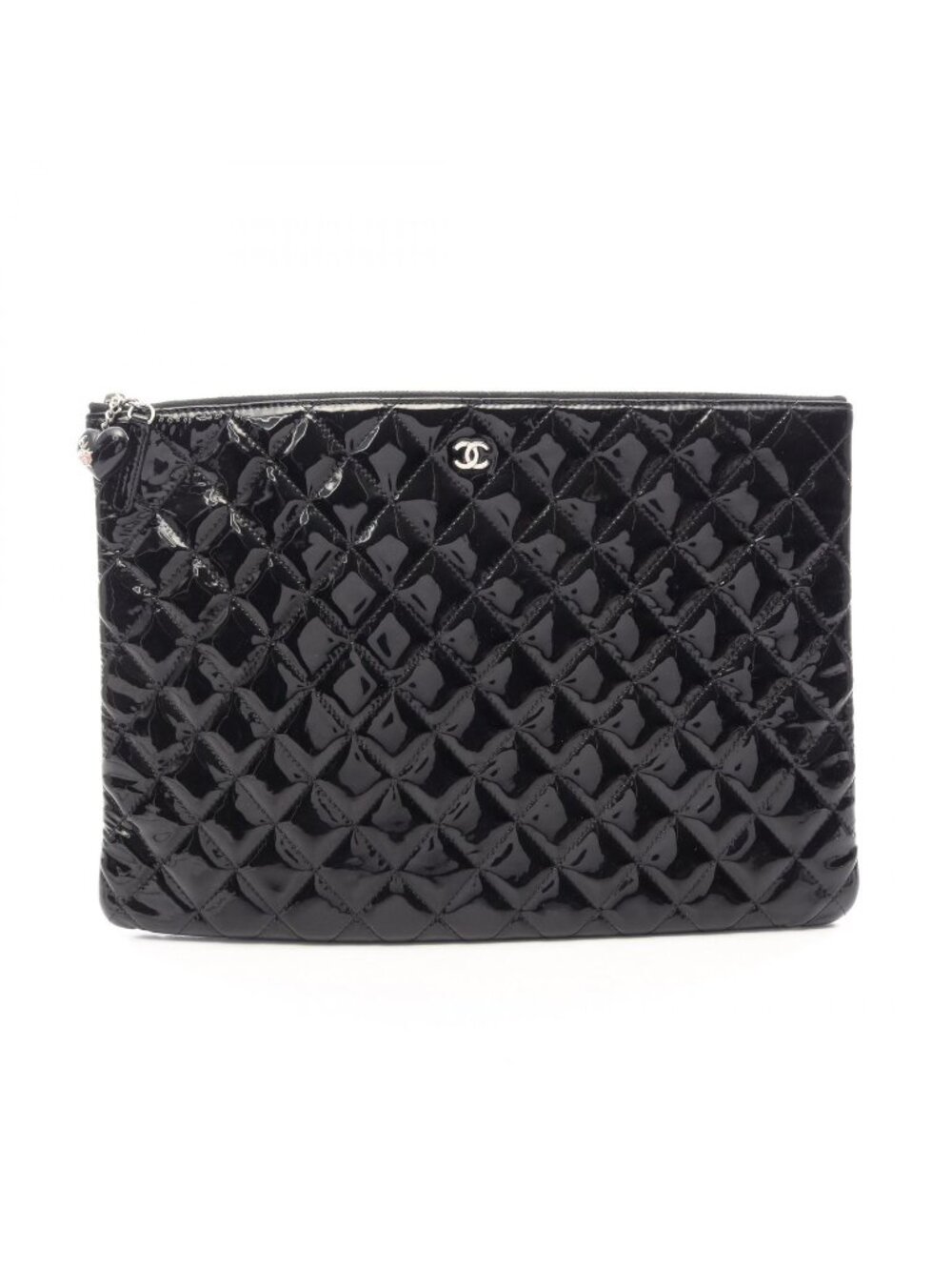 Chanel Clutch Quilted Black Patent Leather